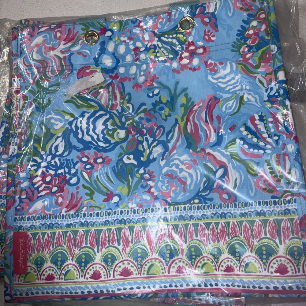 Lilly Pulitzer Market Tote AQUA LA VISTA FISH Shopper Bag Reuse ECO NWT
